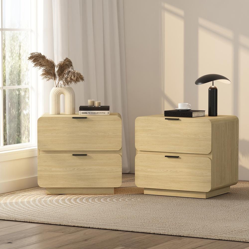 Manhattan Comfort - Chrystie 26in Nightstand in Natural (2-Drawer) - Set of 2 - 2-NS016-NA veiw 8