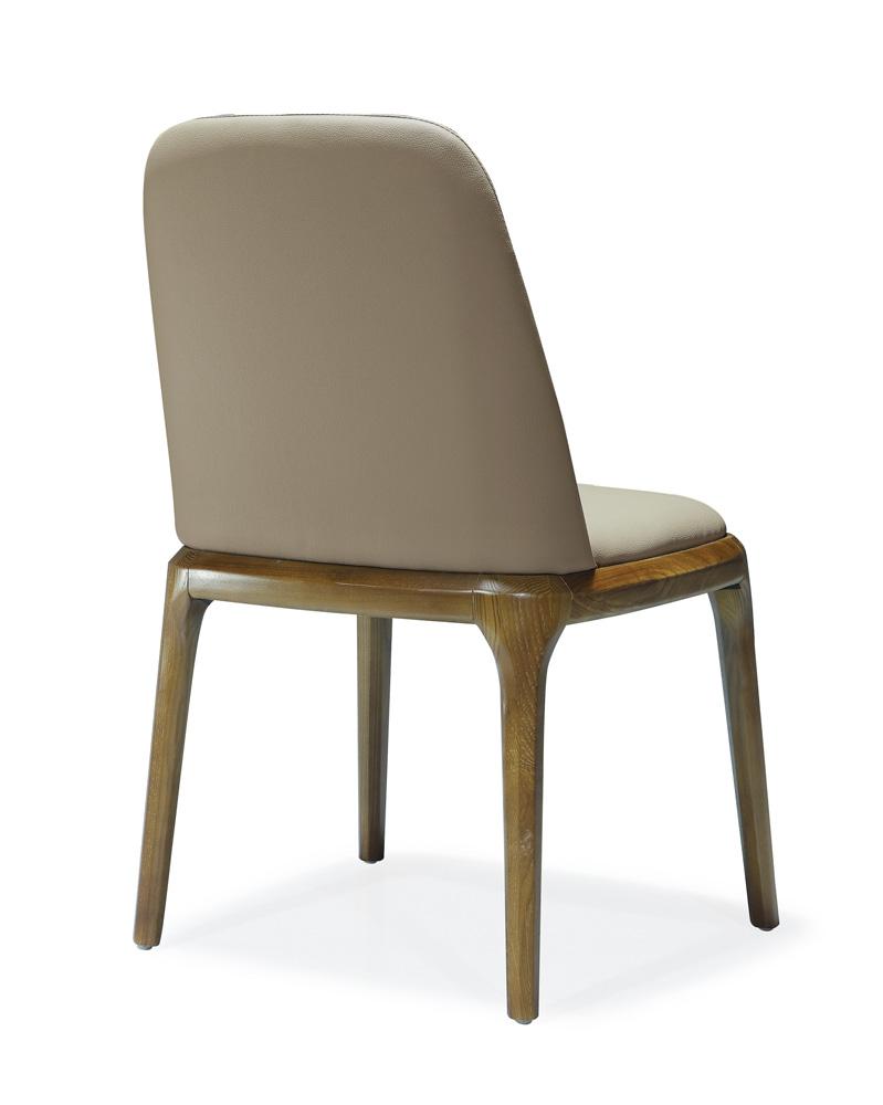 Manhattan Comfort - Courding Faux Leather Dining Chair with Ash Wood Legs in Tan and Walnut - Set of 2 - 2-DC009-TN veiw 4