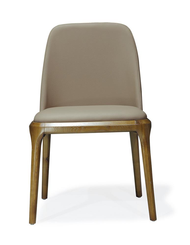Manhattan Comfort - Courding Faux Leather Dining Chair with Ash Wood Legs in Tan and Walnut - DC009-TN veiw 2