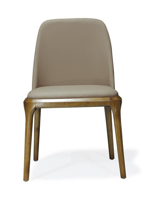 Manhattan Comfort - Courding Faux Leather Dining Chair with Ash Wood Legs in Tan and Walnut - DC009-TN veiw 2