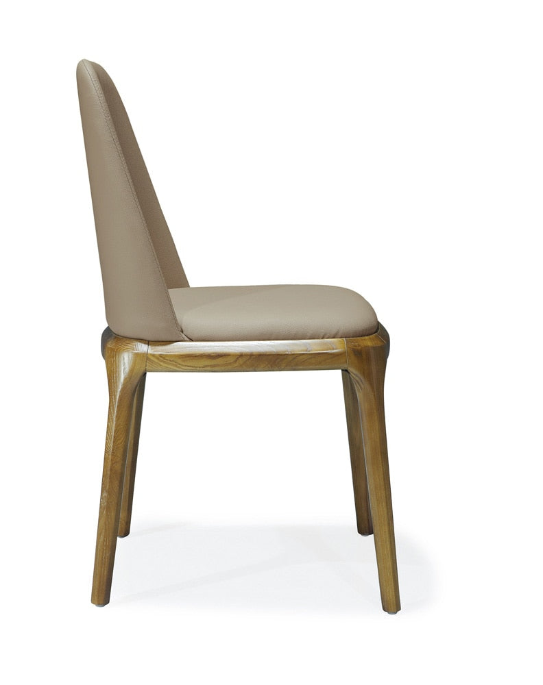 Manhattan Comfort - Courding Faux Leather Dining Chair with Ash Wood Legs in Tan and Walnut - DC009-TN veiw 4