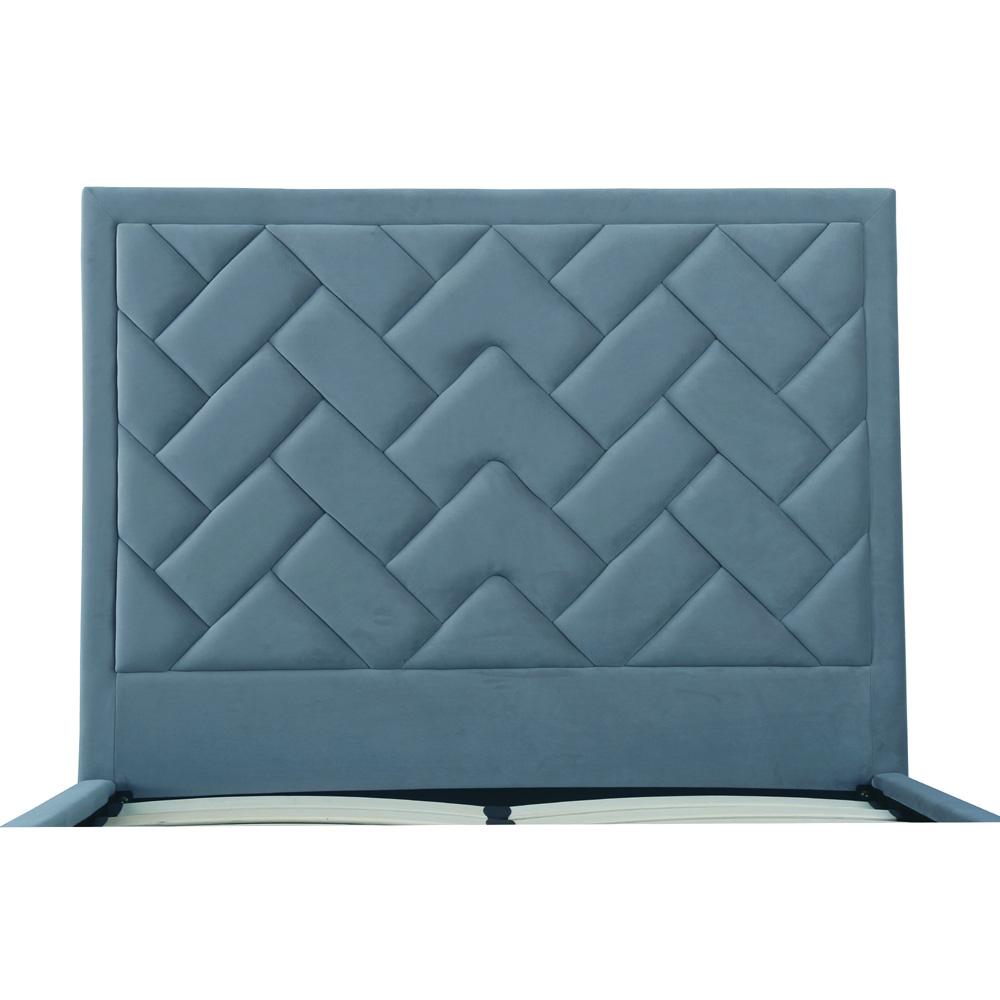 Manhattan Comfort - Crosby Velvet Full- Size Bed with Metal Legs in Blue - BD009-FL-BL veiw 5
