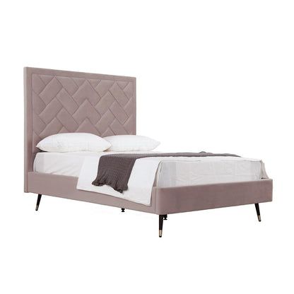 Manhattan Comfort - Crosby Velvet Full- Size Bed with Metal Legs in Blush - BD009-FL-BH veiw 2