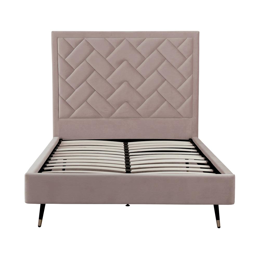 Manhattan Comfort - Crosby Velvet Full- Size Bed with Metal Legs in Blush - BD009-FL-BH veiw 3