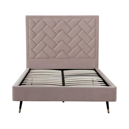 Manhattan Comfort - Crosby Velvet Full- Size Bed with Metal Legs in Blush - BD009-FL-BH veiw 3