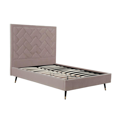 Manhattan Comfort - Crosby Velvet Full- Size Bed with Metal Legs in Blush - BD009-FL-BH veiw 4