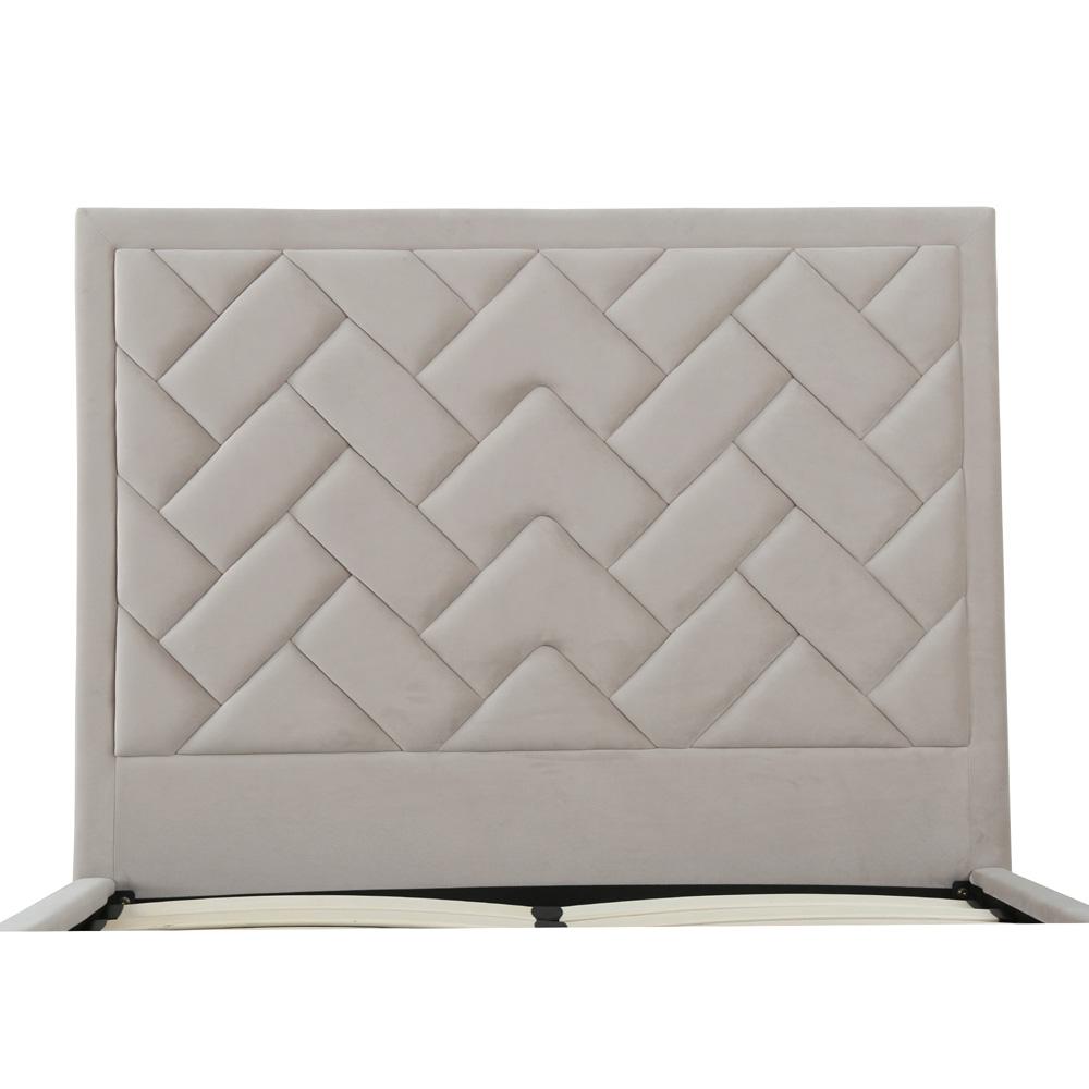 Manhattan Comfort - Crosby Velvet Full- Size Bed with Metal Legs in Greige - BD009-FL-GE veiw 5