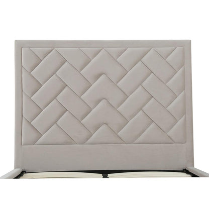 Manhattan Comfort - Crosby Velvet Full- Size Bed with Metal Legs in Greige - BD009-FL-GE veiw 5