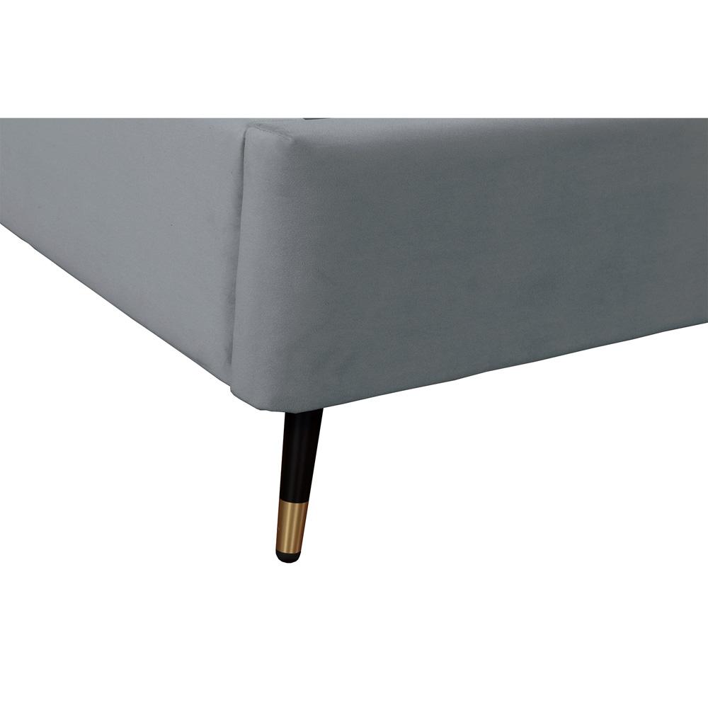 Manhattan Comfort - Crosby Velvet Full- Size Bed with Metal Legs in Grey - BD009-FL-GY veiw 6
