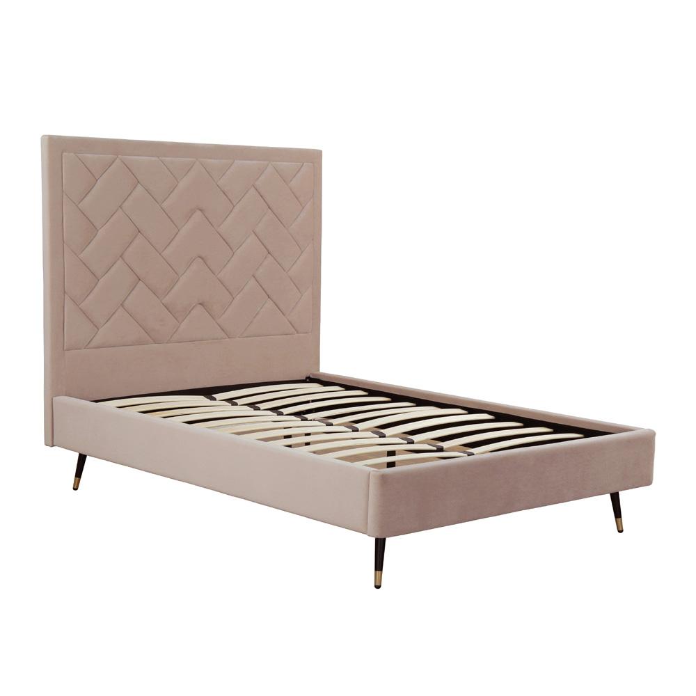 Manhattan Comfort - Crosby Velvet Full- Size Bed with Metal Legs in Nude - BD009-FL-ND veiw 4