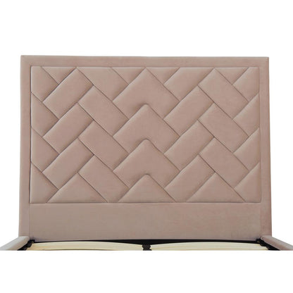 Manhattan Comfort - Crosby Velvet Full- Size Bed with Metal Legs in Nude - BD009-FL-ND veiw 5