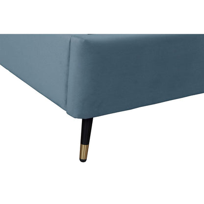 Manhattan Comfort - Crosby Velvet King-Size Bed with Metal Legs in Blue - BD009-KG-BL veiw 6