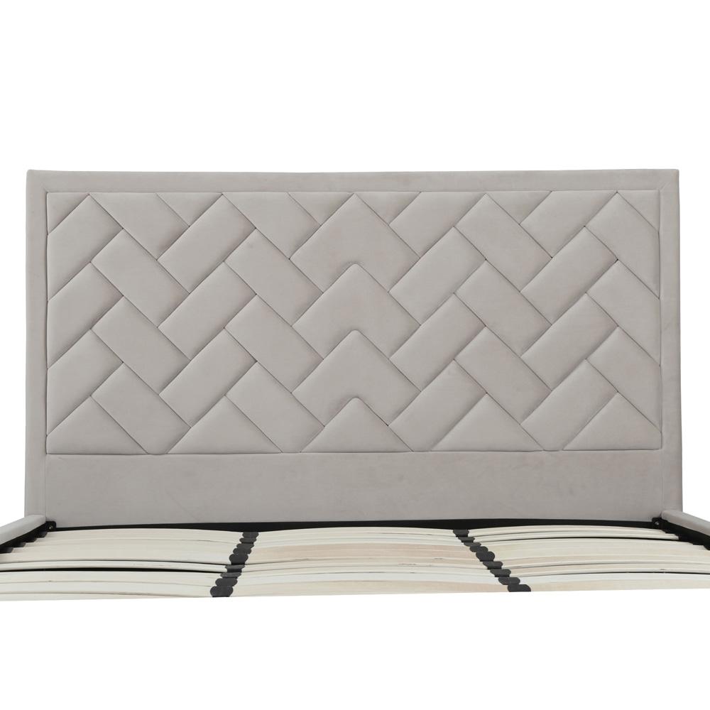 Manhattan Comfort - Crosby Velvet King-Size Bed with Metal Legs in Greige - BD009-KG-GE veiw 5