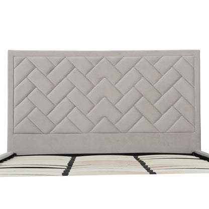 Manhattan Comfort - Crosby Velvet King-Size Bed with Metal Legs in Greige - BD009-KG-GE veiw 5