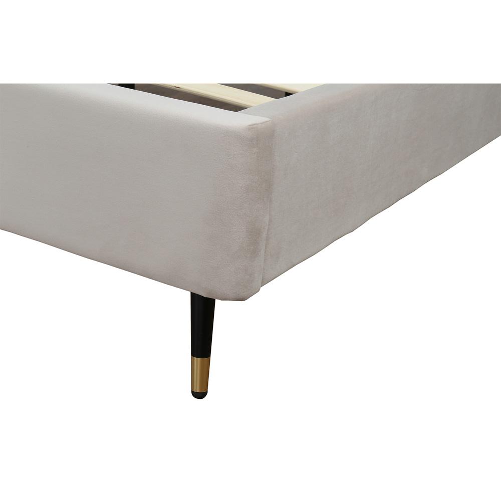Manhattan Comfort - Crosby Velvet King-Size Bed with Metal Legs in Greige - BD009-KG-GE veiw 6