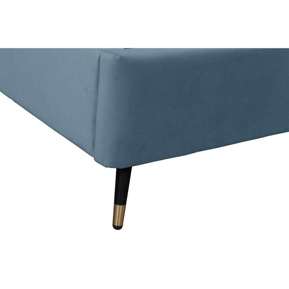Manhattan Comfort - Crosby Velvet Queen-Size Bed with Metal Legs in Blue - BD009-QN-BL veiw 6