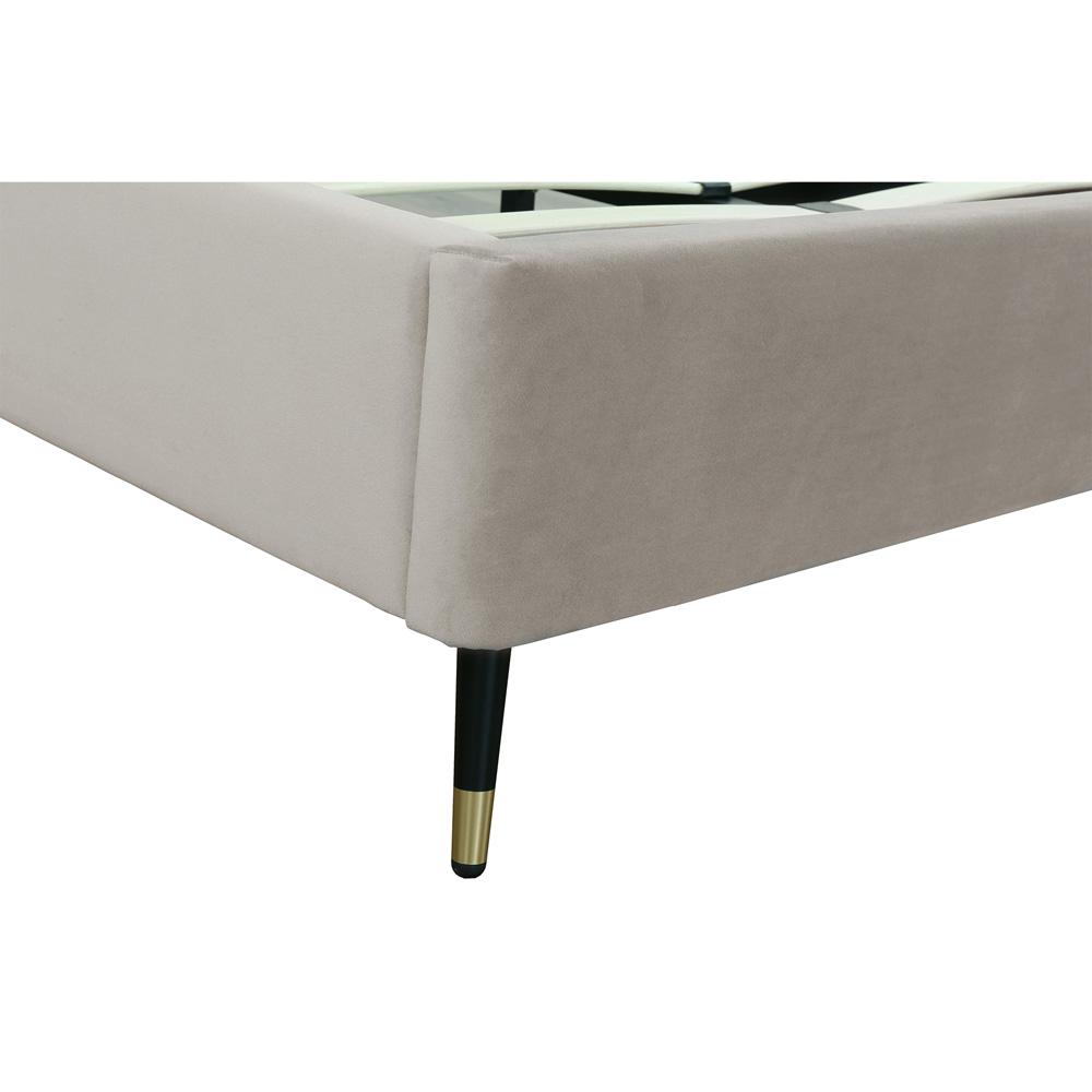 Manhattan Comfort - Crosby Velvet Queen-Size Bed with Metal Legs in Greige - BD009-QN-GE veiw 6