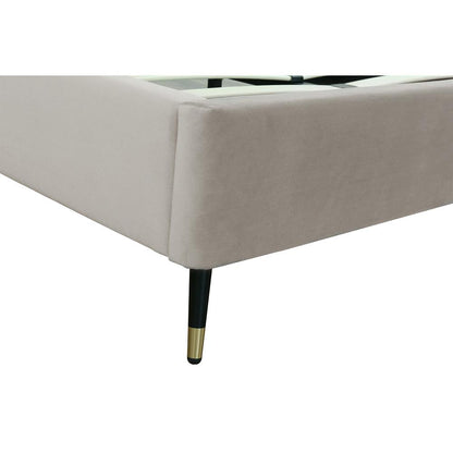 Manhattan Comfort - Crosby Velvet Queen-Size Bed with Metal Legs in Greige - BD009-QN-GE veiw 6