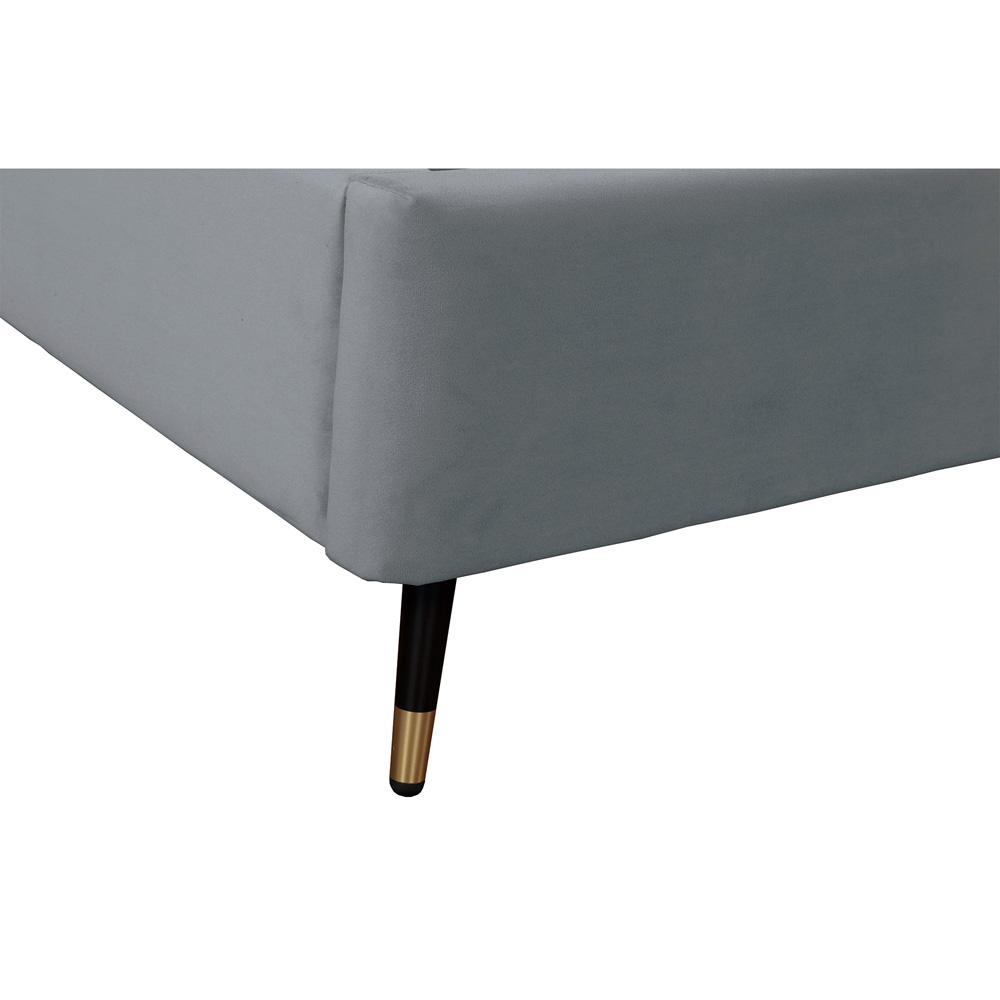 Manhattan Comfort - Crosby Velvet Queen-Size Bed with Metal Legs in Grey - BD009-QN-GY veiw 6