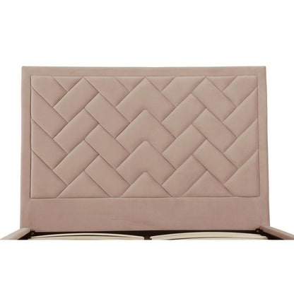 Manhattan Comfort - Crosby Velvet Queen-Size Bed with Metal Legs in Nude - BD009-QN-ND veiw 5