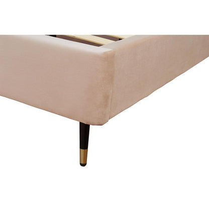 Manhattan Comfort - Crosby Velvet Queen-Size Bed with Metal Legs in Nude - BD009-QN-ND veiw 6