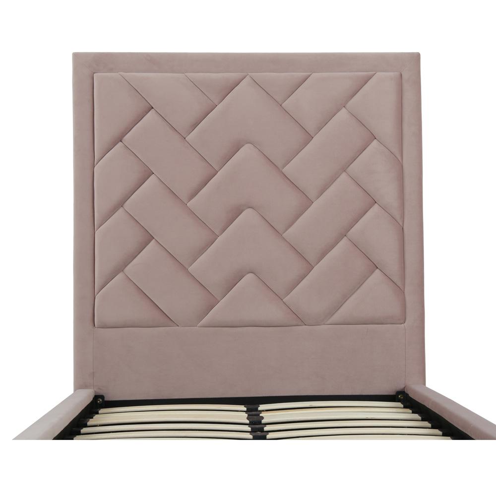 Manhattan Comfort - Crosby Velvet Twin-Size Bed with Metal Legs in Blush - BD009-TW-BH veiw 5