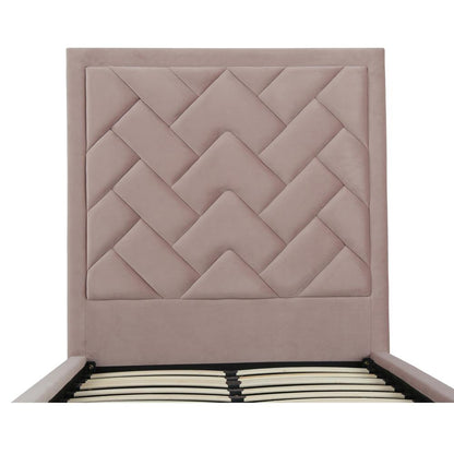 Manhattan Comfort - Crosby Velvet Twin-Size Bed with Metal Legs in Blush - BD009-TW-BH veiw 5