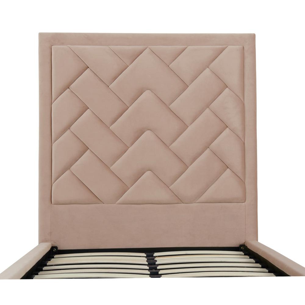 Manhattan Comfort - Crosby Velvet Twin-Size Bed with Metal Legs in Nude - BD009-TW-ND veiw 5