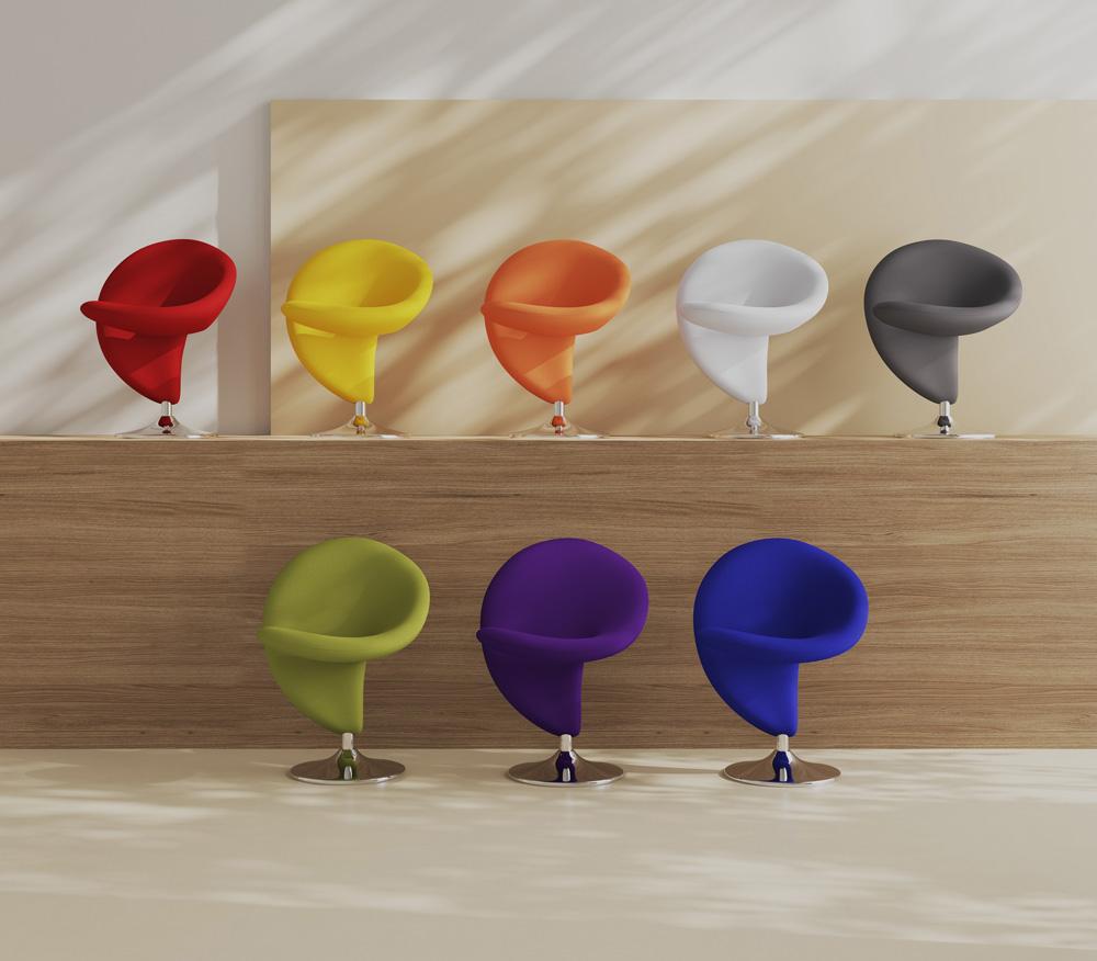 Manhattan Comfort - Curl Wool Blend Accent Chairs with Metal Legs in - Set of 8 - 8-AC040 veiw 1