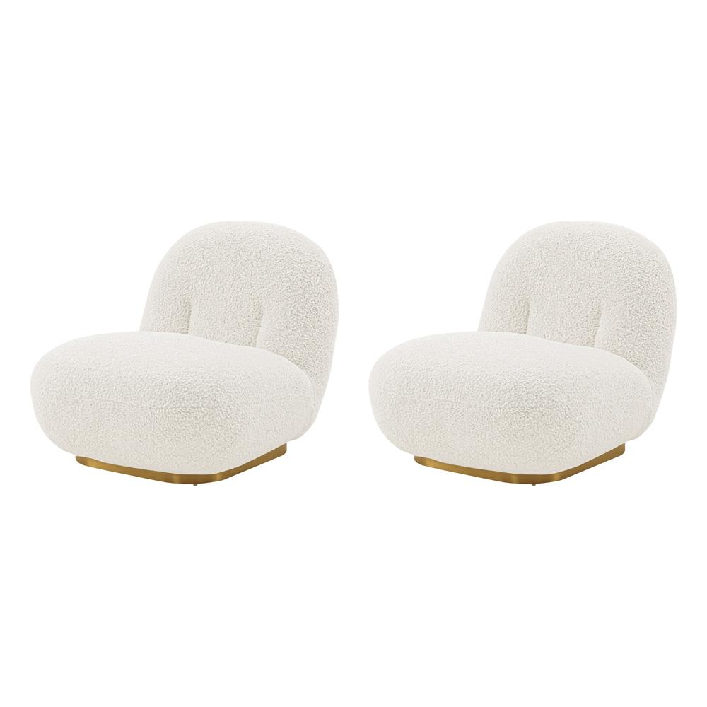Manhattan Comfort - Edina Boucle Accent Chair with Metal Legs in White - Set of 2 - 2-AC059-WH veiw 1