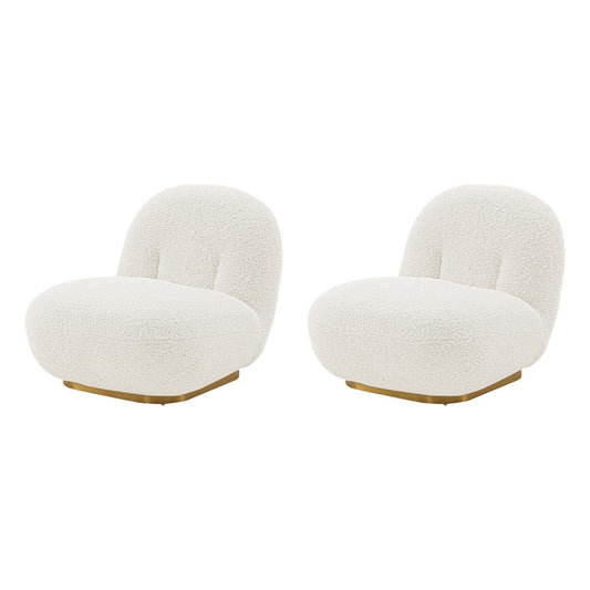 Manhattan Comfort - Edina Boucle Accent Chair with Metal Legs in White - Set of 2 - 2-AC059-WH veiw 1