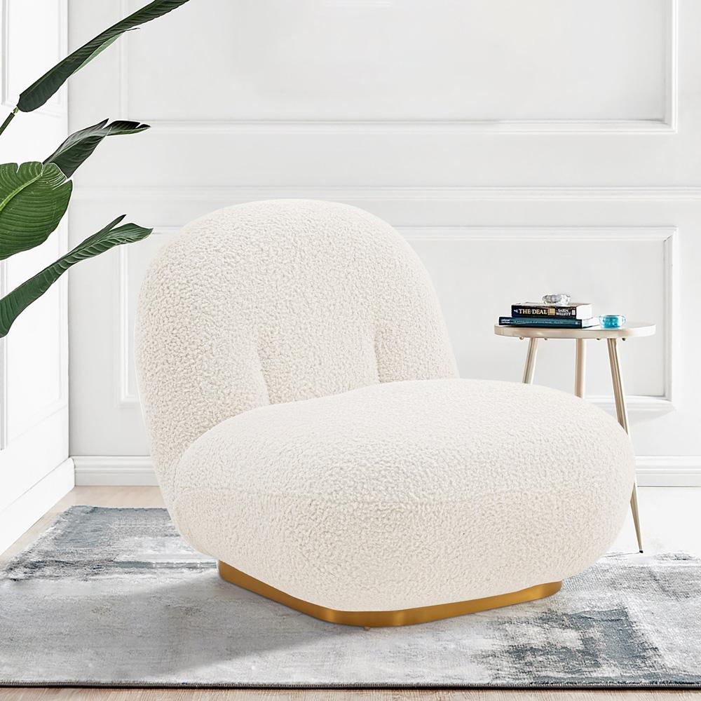 Manhattan Comfort - Edina Boucle Accent Chair with Metal Legs in White - AC059-WH veiw 9