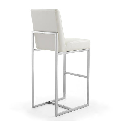 Manhattan Comfort - Element Faux Leather Bar Stool with Stainless Steel Legs in Pearl White and Polished Chrome - Set of 3 - 3-BS010-PW veiw 4