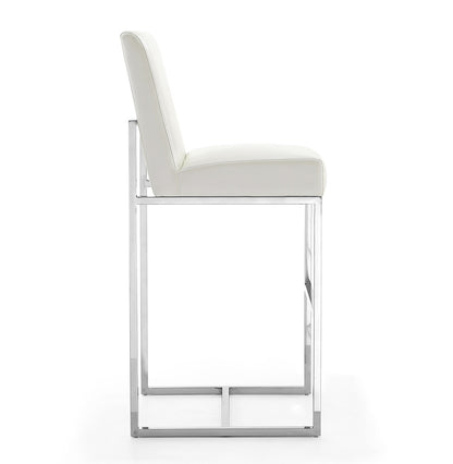 Manhattan Comfort - Element Faux Leather Bar Stool with Stainless Steel Legs in Pearl White and Polished Chrome - BS010-PW veiw 4