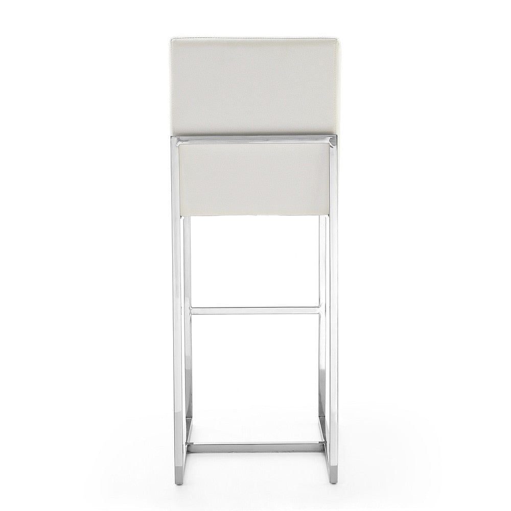 Manhattan Comfort - Element Faux Leather Bar Stool with Stainless Steel Legs in Pearl White and Polished Chrome - BS010-PW veiw 5