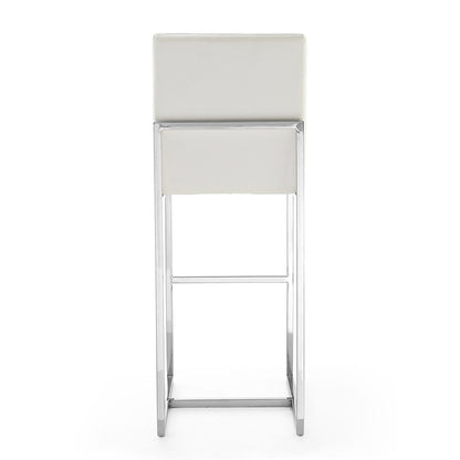 Manhattan Comfort - Element Faux Leather Bar Stool with Stainless Steel Legs in Pearl White and Polished Chrome - BS010-PW veiw 5