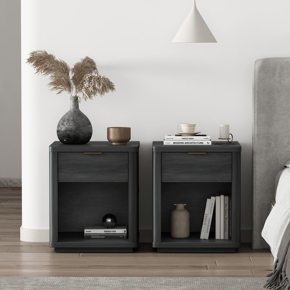 Manhattan Comfort - Evelyn Nightstand in Charcoal Grey - Set of 2 - 2-NS011-CH veiw 8