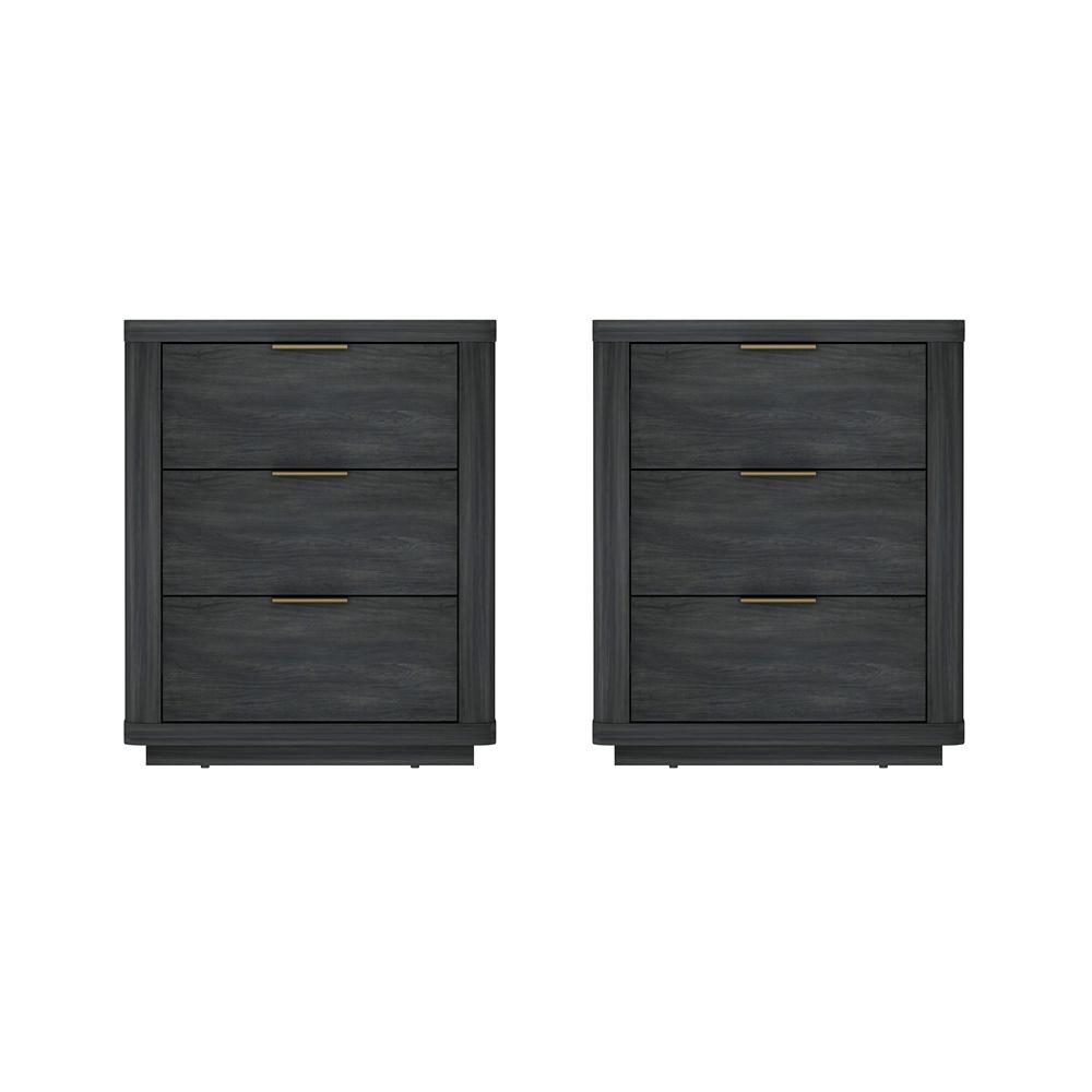 Manhattan Comfort - Evelyn Nightstand in Charcoal Grey - Set of 2 - 2-NS013-CH veiw 1