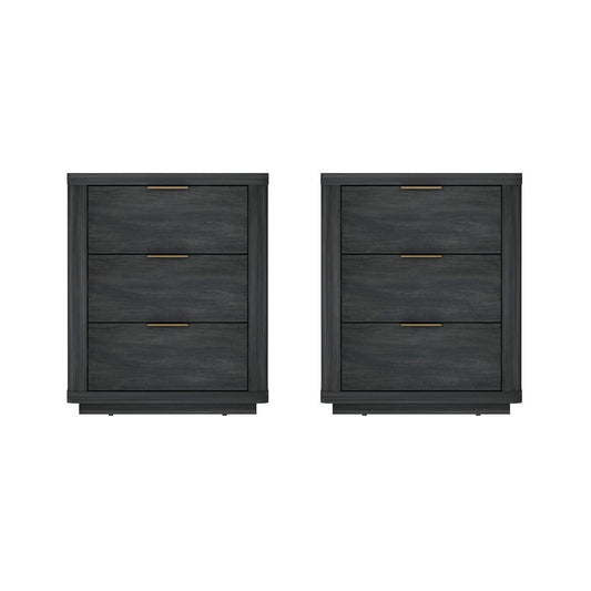 Manhattan Comfort - Evelyn Nightstand in Charcoal Grey - Set of 2 - 2-NS013-CH veiw 1