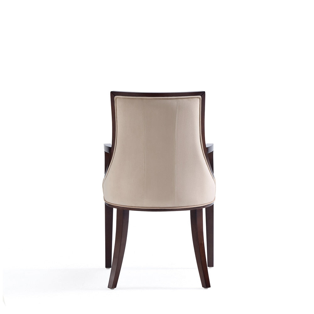 Manhattan Comfort - Fifth Avenue Faux Leather and Velvet Dining Armchair with Beech Wood Legs in Tan - Set of 2 - 2-DC008AR-TN veiw 5