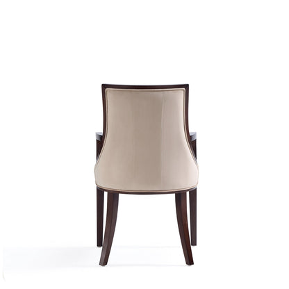 Manhattan Comfort - Fifth Avenue Faux Leather and Velvet Dining Armchair with Beech Wood Legs in Tan - Set of 2 - 2-DC008AR-TN veiw 5