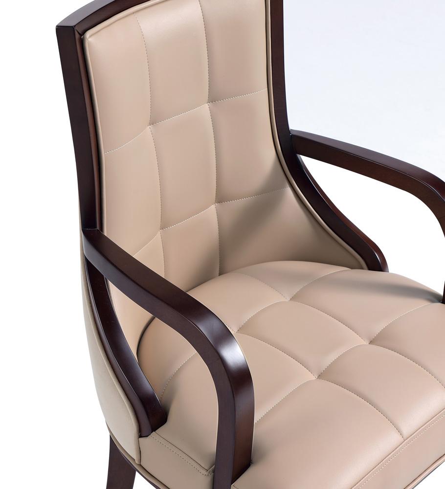 Manhattan Comfort - Fifth Avenue Faux Leather and Velvet Dining Armchair with Beech Wood Legs in Tan - Set of 2 - 2-DC008AR-TN veiw 8