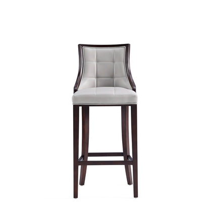 Manhattan Comfort - Fifth Avenue Faux Leather Bar Stool with Beech Wood Legs in Light Grey - Set of 2 - 2-BS007-LG view 5