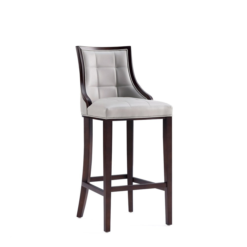 Manhattan Comfort - Fifth Avenue Faux Leather Bar Stool with Beech Wood Legs in Light Grey - Set of 2 - 2-BS007-LG view 6