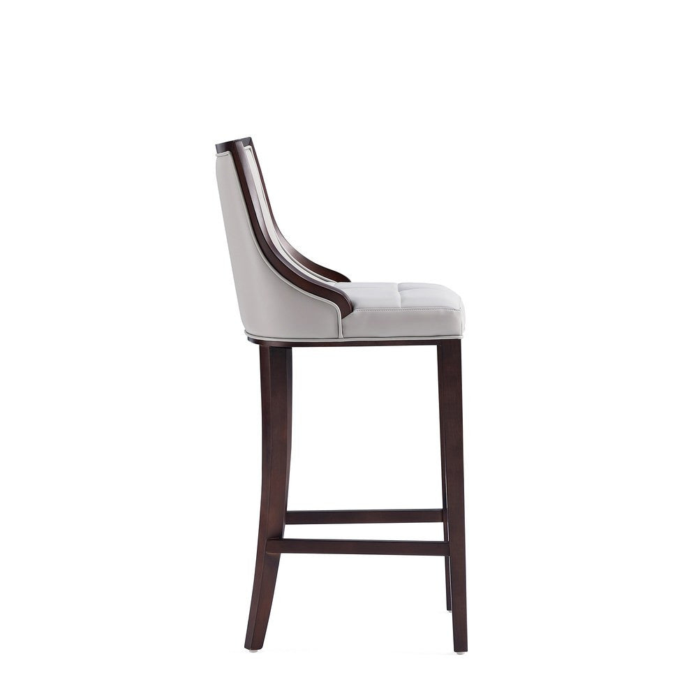 Manhattan Comfort - Fifth Avenue Faux Leather Bar Stool with Beech Wood Legs in Light Grey - Set of 2 - 2-BS007-LG view 7