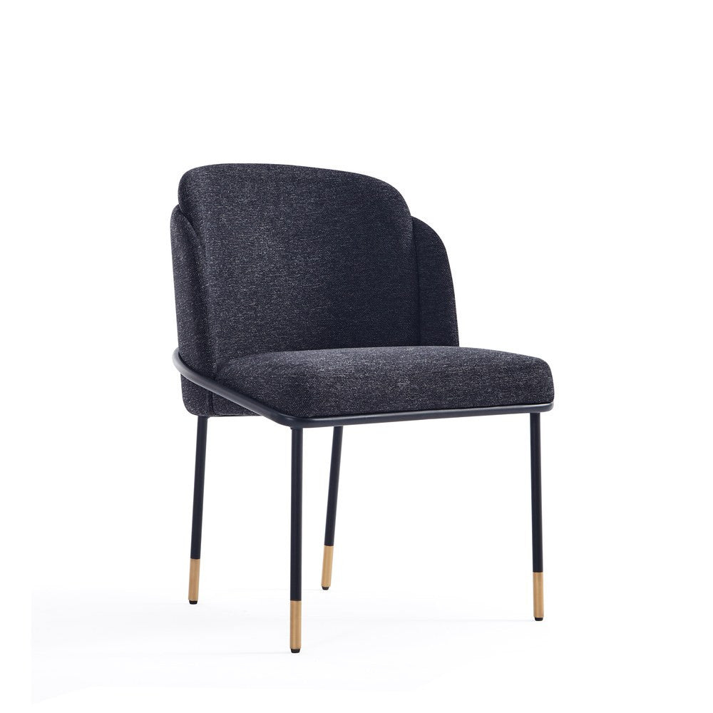 Manhattan Comfort - Flor Twill Weave Dining Chair with Metal Legs in Black - Set of 2 - 2-DC052-BK view 6