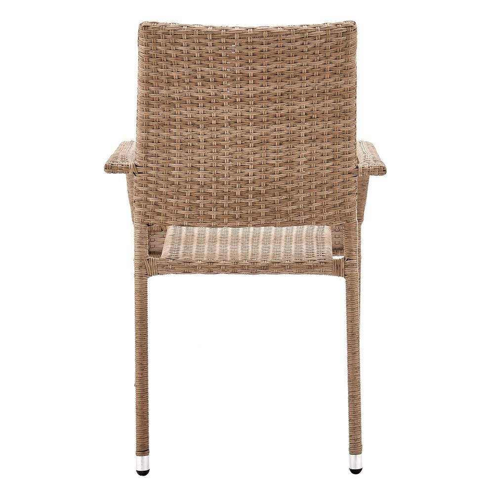 Manhattan Comfort - Genoa Patio Dining Armchair with Iron Steel Legs in Nature Tan Weave - Set of 2 - 2-OD-DC002-NE veiw 3