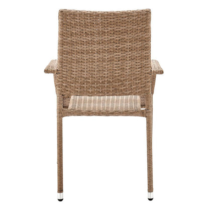 Manhattan Comfort - Genoa Patio Dining Armchair with Iron Steel Legs in Nature Tan Weave - Set of 2 - 2-OD-DC002-NE veiw 3
