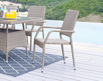 Manhattan Comfort - Genoa Patio Dining Armchair with Iron Steel Legs in Nature Tan Weave - Set of 2 - 2-OD-DC002-NE veiw 7