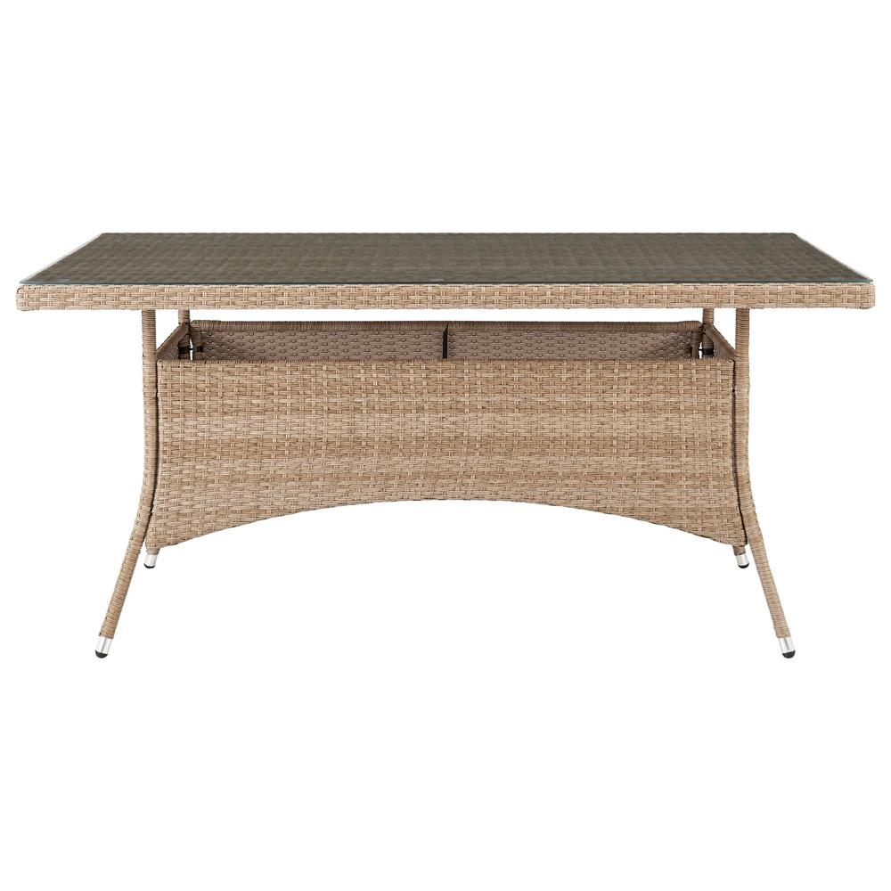 Manhattan Comfort - Genoa Patio Dining Table with Iron Steel Legs in Nature Tan Weave - OD-DT002-NE veiw 2